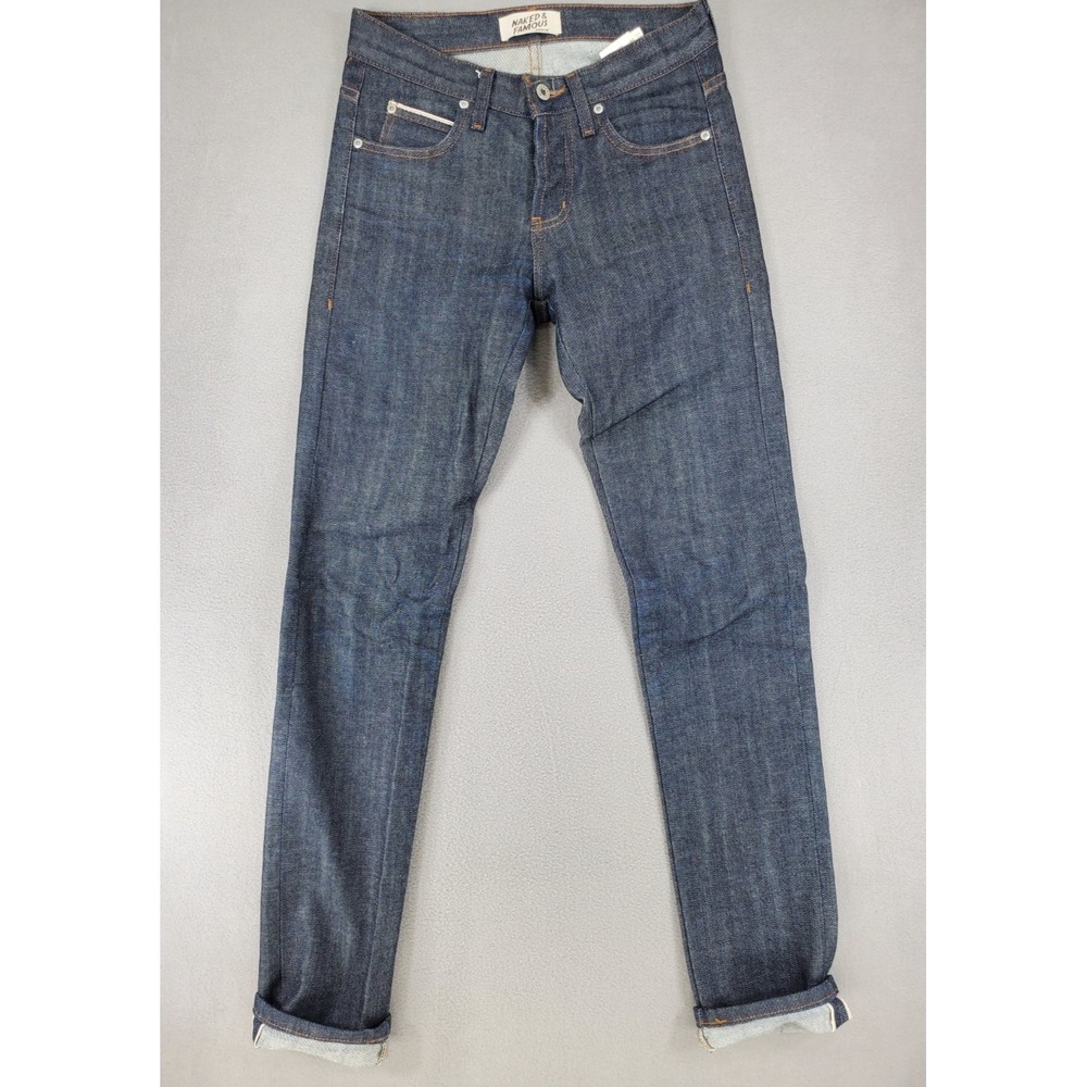 Naked & Famous Super Guy Selvedge Skinny Blue Jeans Mens 29 x 34‎ Stretch Dark
